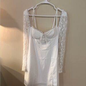 Princess Polly White Lace Sleeve Mini Dress